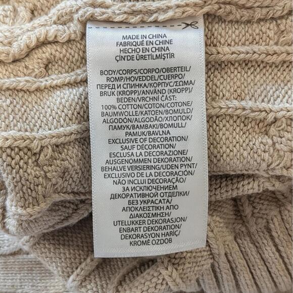 Polo Ralph Lauren Men’s Cable-Knit Cotton Crewneck Sweater Beige Oatmeal M NWT - Picture 7 of 7